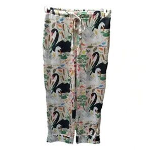 Anthro Karen Mabon Swan Polyester Cream Pajama Pants XL
